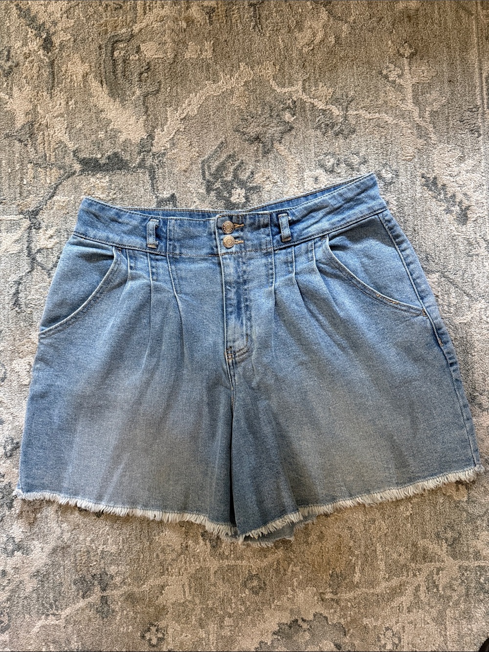 wild fable Light Blue High-Rise Pleated Denim Shorts